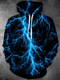 Adaychic Men's Graphic Blue Lightning Bolts Print Long Sleeve Hoodie