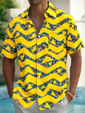 Adaychic Men's Geometric Zigzag And Triangles Print Short Sleeve Shirt with Chest Pocket