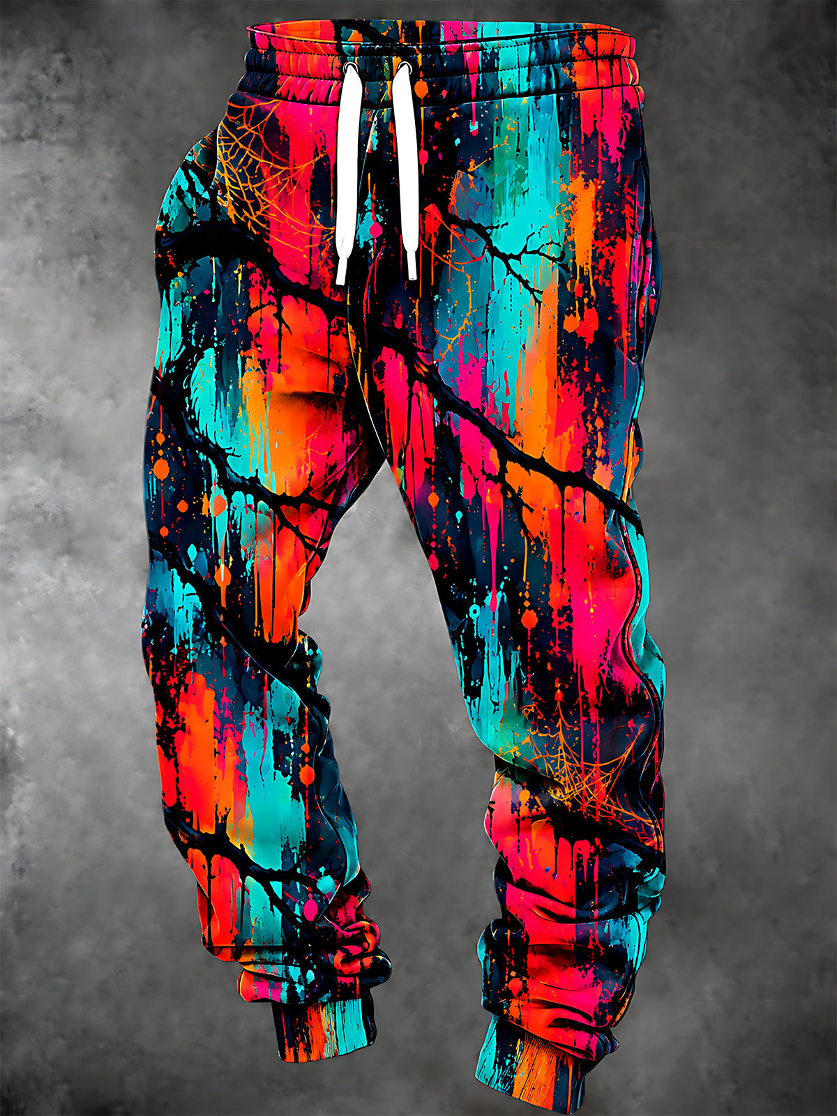 Adaychic Men's Tie Dye Abstract Tie Dye Paint Splatter And Drips Print Pants