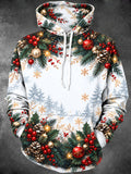 Adaychic Men's Christmas Ornaments And Pine Cones Print Long Sleeve Hoodie